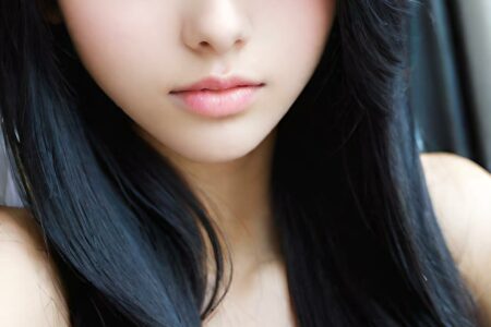 AI girl with black hair wallpaper
