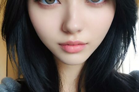 AI girl with black hair wallpaper