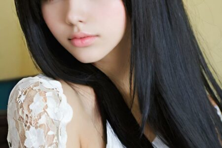 AI girl with black hair wallpaper