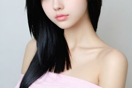 AI girl with black hair wallpaper