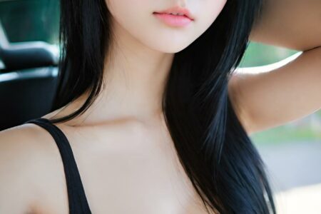 AI girl with black hair wallpaper
