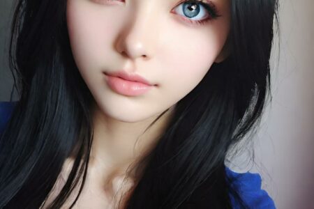 AI girl with black hair wallpaper
