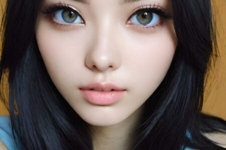AI girl with black hair wallpaper