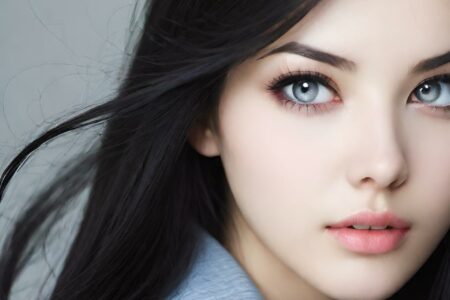AI girl with black hair wallpaper