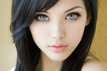 AI girl with black hair wallpaper