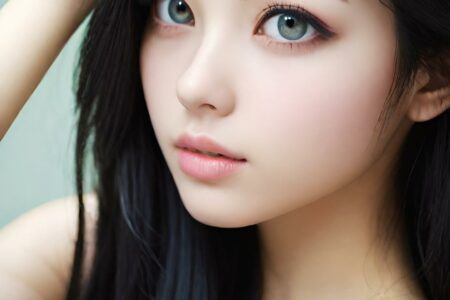 AI girl with black hair wallpaper