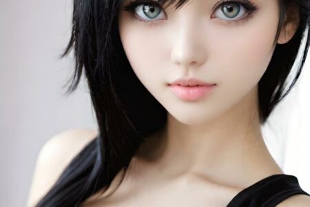 AI girl with black hair wallpaper