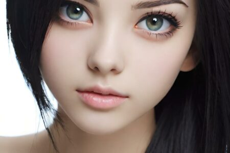 AI girl with black hair wallpaper