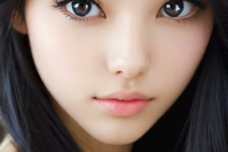 AI girl with black hair wallpaper