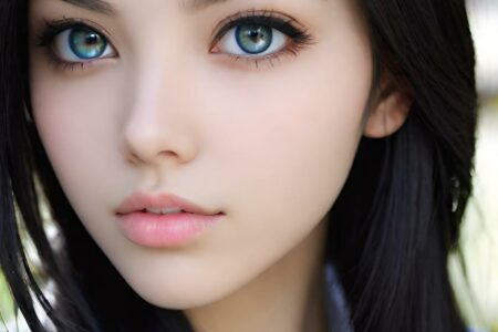AI girl with black hair wallpaper
