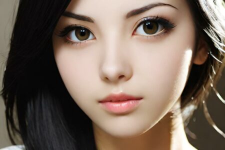 AI girl with black hair wallpaper