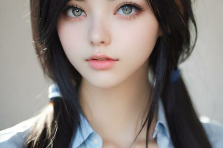 AI girl with black hair wallpaper