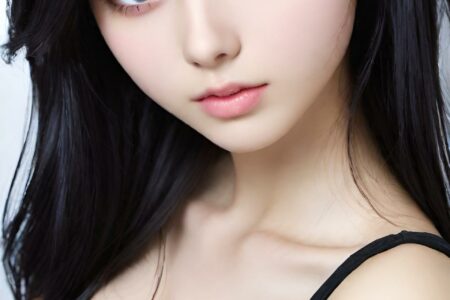AI girl with black hair wallpaper