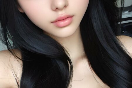 AI girl with black hair wallpaper