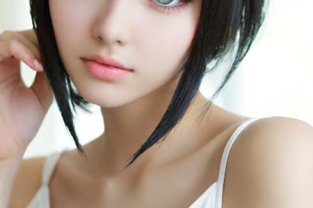 AI girl with black hair wallpaper