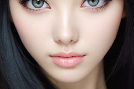 AI girl with black hair wallpaper
