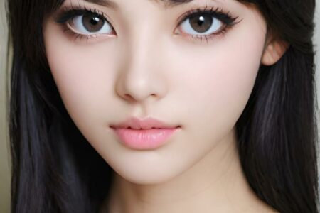 AI girl with black hair wallpaper