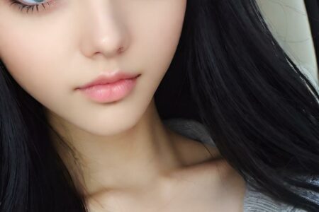 AI girl with black hair wallpaper