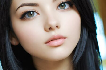 AI girl with black hair wallpaper