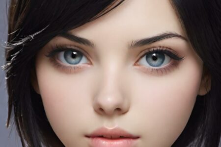 AI girl with black hair wallpaper