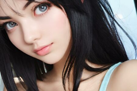 AI girl with black hair wallpaper