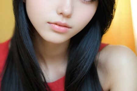 AI girl with black hair wallpaper