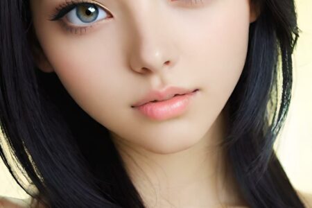 AI girl with black hair wallpaper
