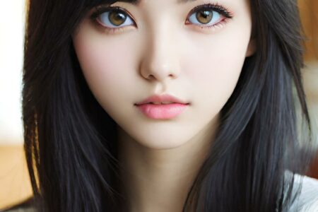 AI girl with black hair wallpaper