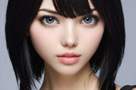 AI girl with black hair wallpaper