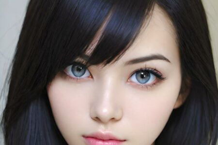 AI girl with black hair wallpaper
