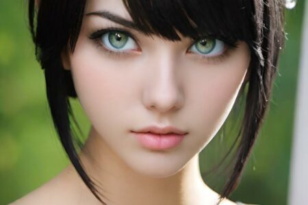 AI girl with black hair wallpaper