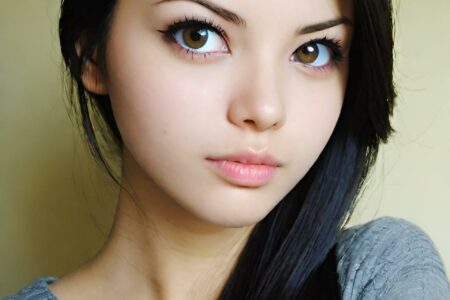AI girl with black hair wallpaper