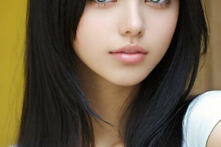 AI girl with black hair wallpaper