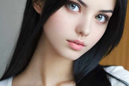 AI girl with black hair wallpaper