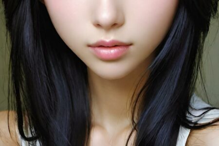 AI girl with black hair wallpaper