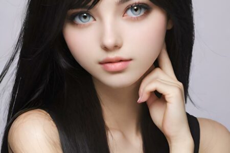 AI girl with black hair wallpaper