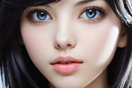 AI girl with black hair wallpaper