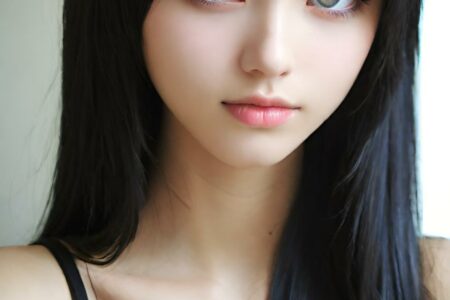 AI girl with black hair wallpaper