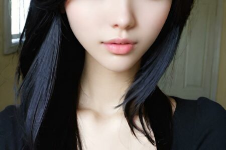 AI girl with black hair wallpaper