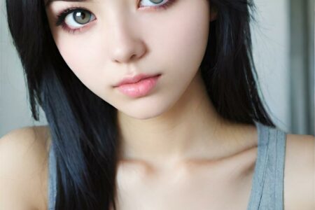 AI girl with black hair wallpaper