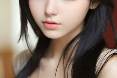 AI girl with black hair wallpaper