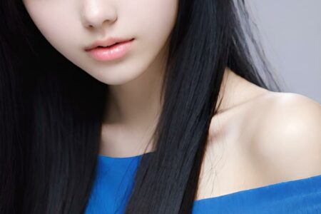 AI girl with black hair wallpaper