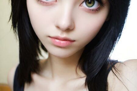 AI girl with black hair wallpaper