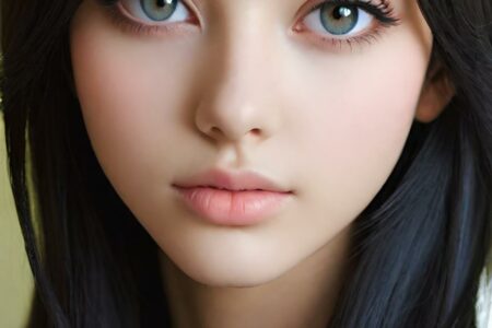 AI girl with black hair wallpaper