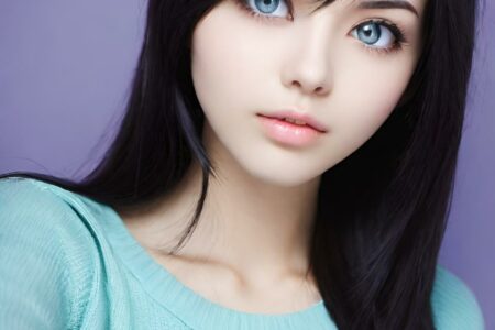 AI girl with black hair wallpaper