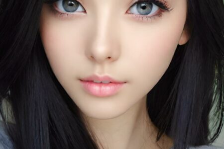 AI girl with black hair wallpaper