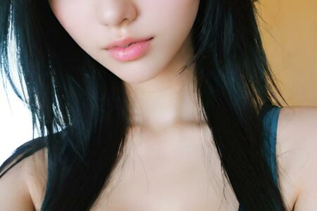 AI girl with black hair wallpaper