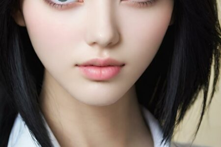 AI girl with black hair wallpaper