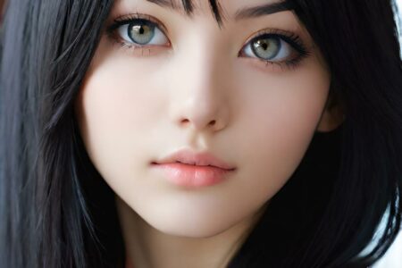 AI girl with black hair wallpaper
