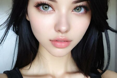 AI girl with black hair wallpaper